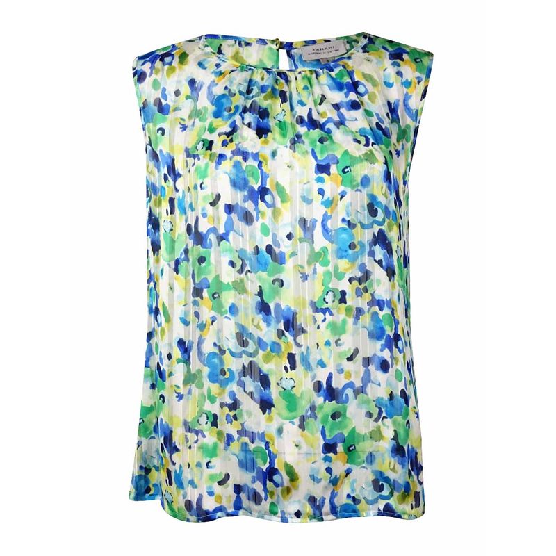 Tahari Women's 'Howard' Printed Sheer Chiffon Top - Ivory/White/Green